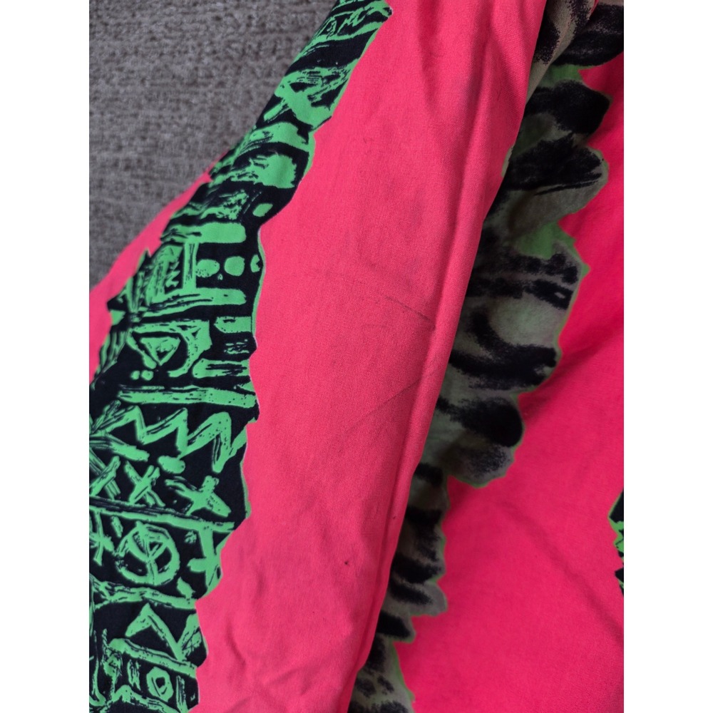Vintage Quiksilver Mens Neon Pink Green Abstract Print Full Zip Jacket XL Puffer - Picture 16 of 16